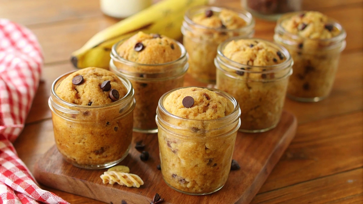 Delicious banana bread in a jar recipe with fresh bananas and warm spices.