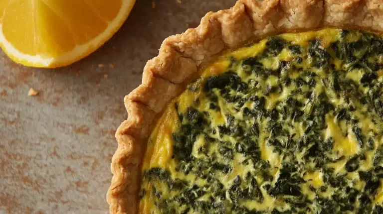 Homemade Spinach Quiche fresh from oven