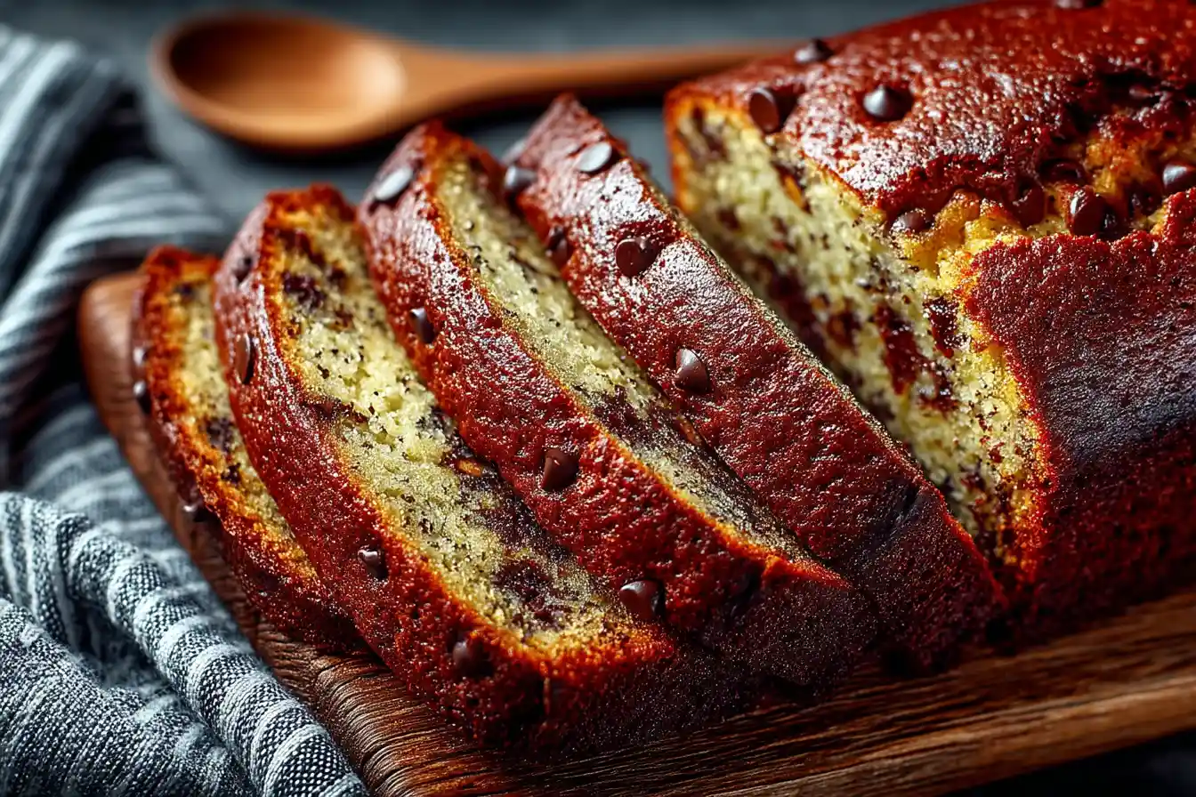 A_loaf_of_freshly_baked_chocolate_chip_banana_bread Banana Bread Recipe Without Butter