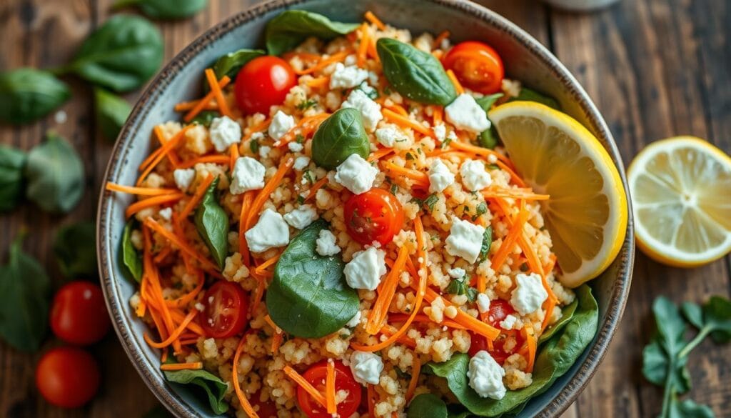 Carrot and spinach recipes with couscous