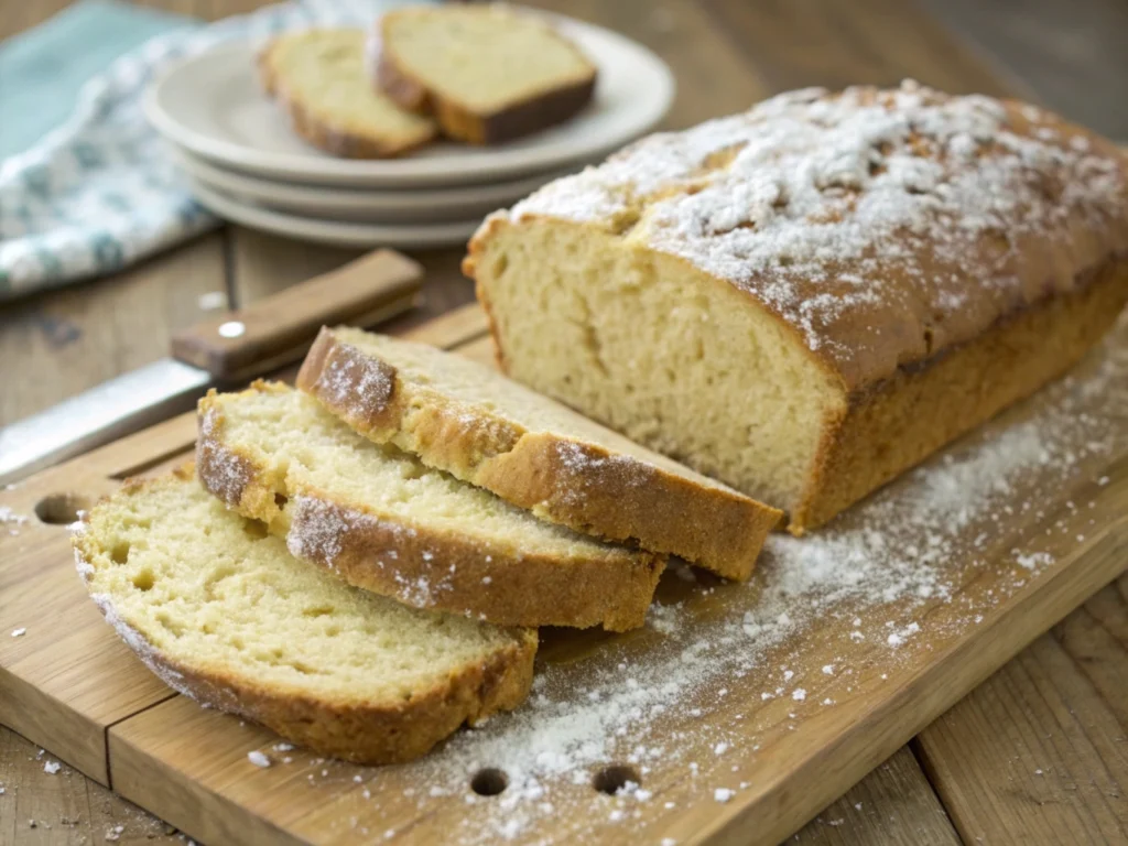 Freshly baked loaf of low-carb bread on a wooden cutting board.