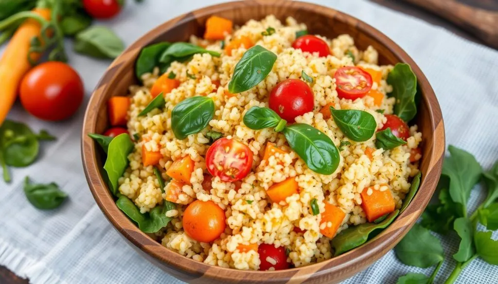 Nutritious Couscous Salad with Carrots and Spinach