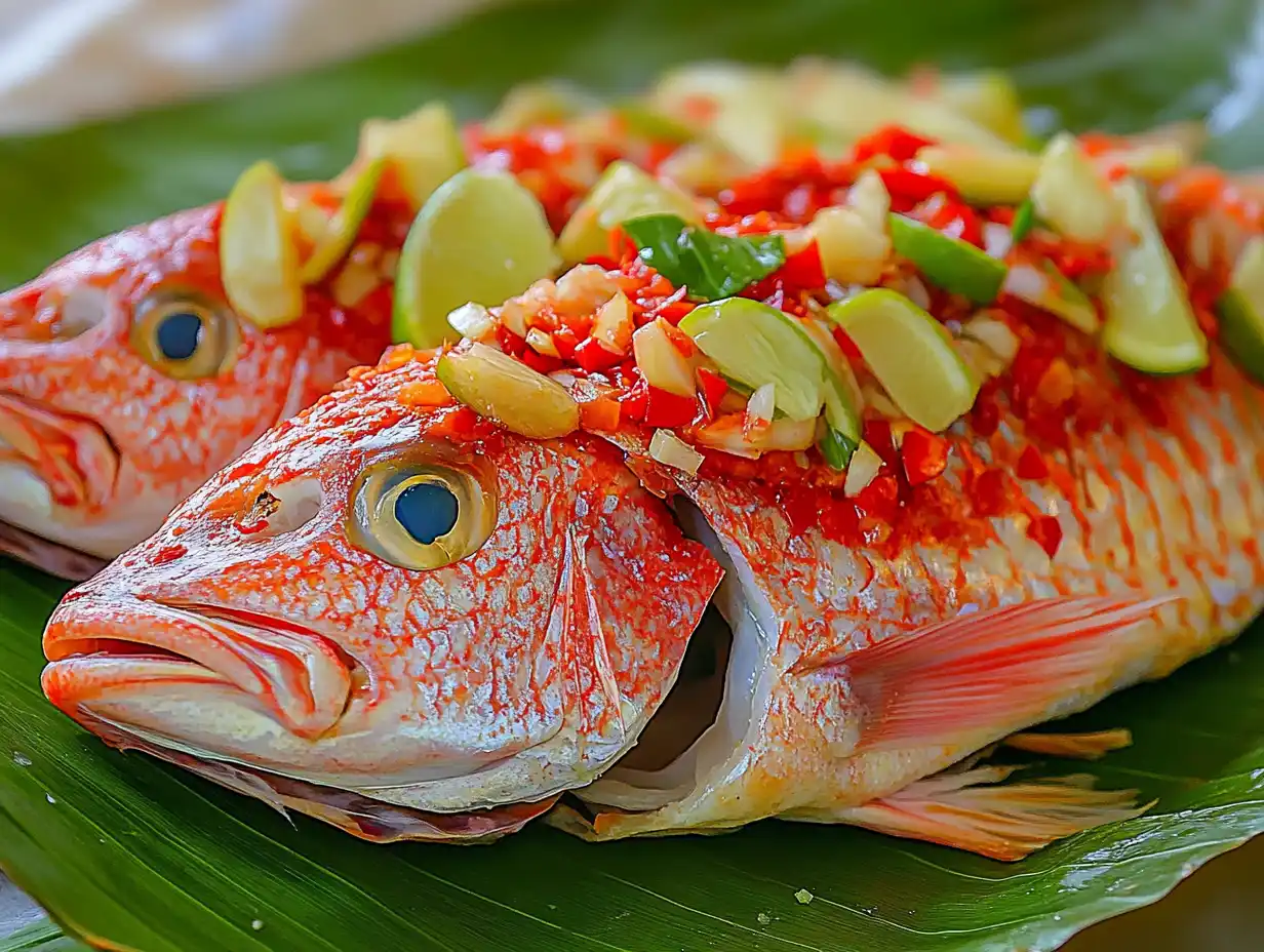 Thai-style red snapper with lime and chili