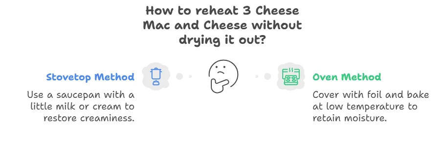 how to reheat 3 cheese mac and cheese without drying it out