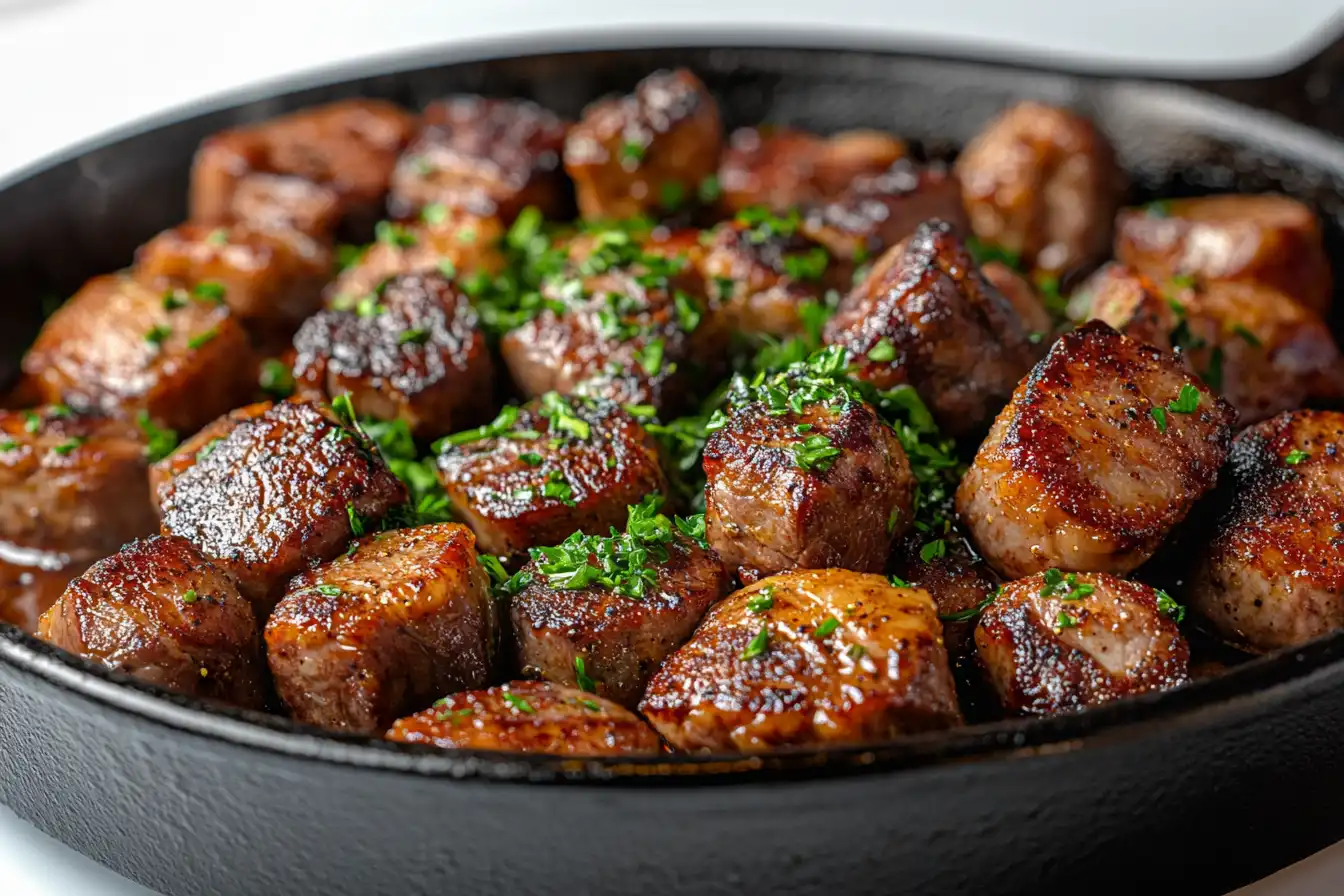 Browning deer meat before slow cooking