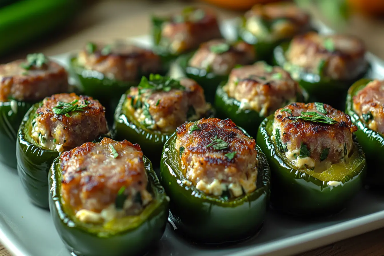 Stuffing Jalapeños for Armadillo Eggs Jalapeños stuffed with cheese for making Armadillo Eggs