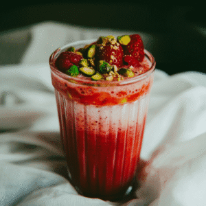 Strawberry Lassi Recipe: How to Make It Creamy and Sweet 1 served strawberry lassi with toppings