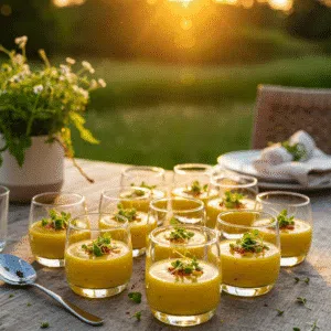 Illustrated recipe card for chilled corn soup