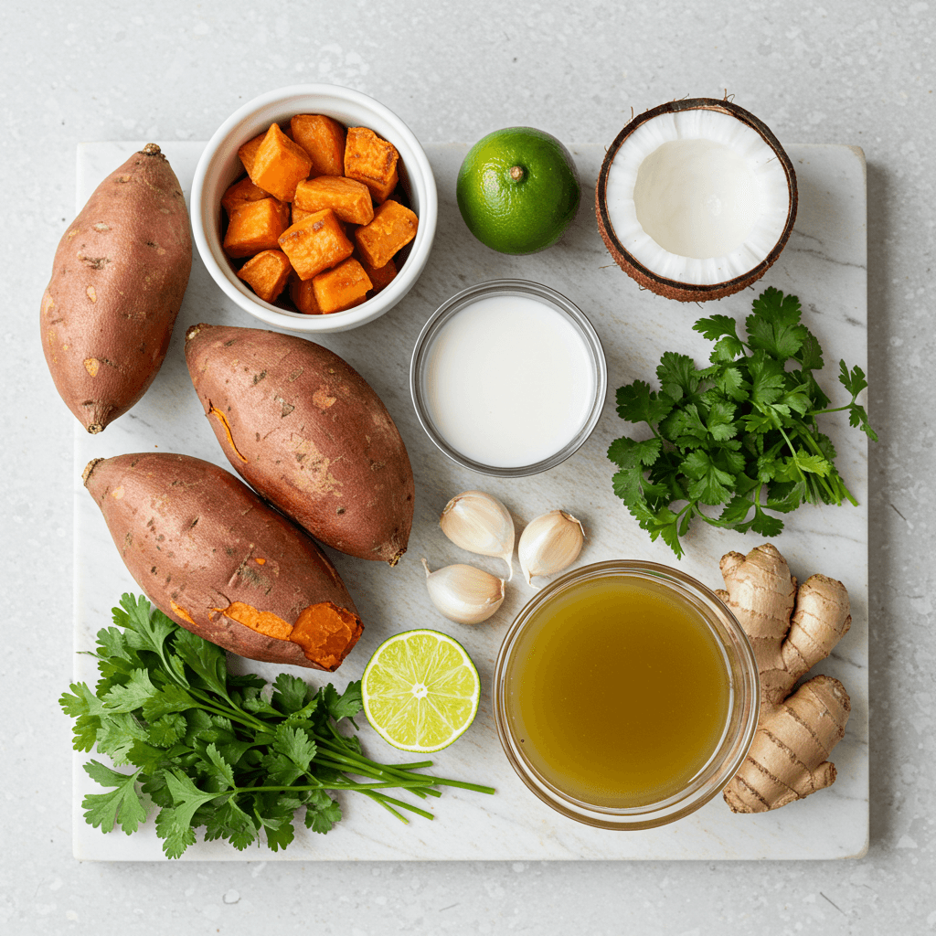 Cold Sweet Potato Coconut Soup: How to Make It Extra Creamy 4 cold sweet potato coconut soup ingredients