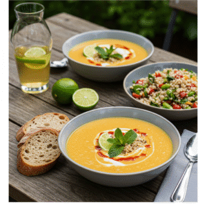 Cold Sweet Potato Coconut Soup: How to Make It Extra Creamy 2 Illustrated recipe card for cold sweet potato coconut soup
