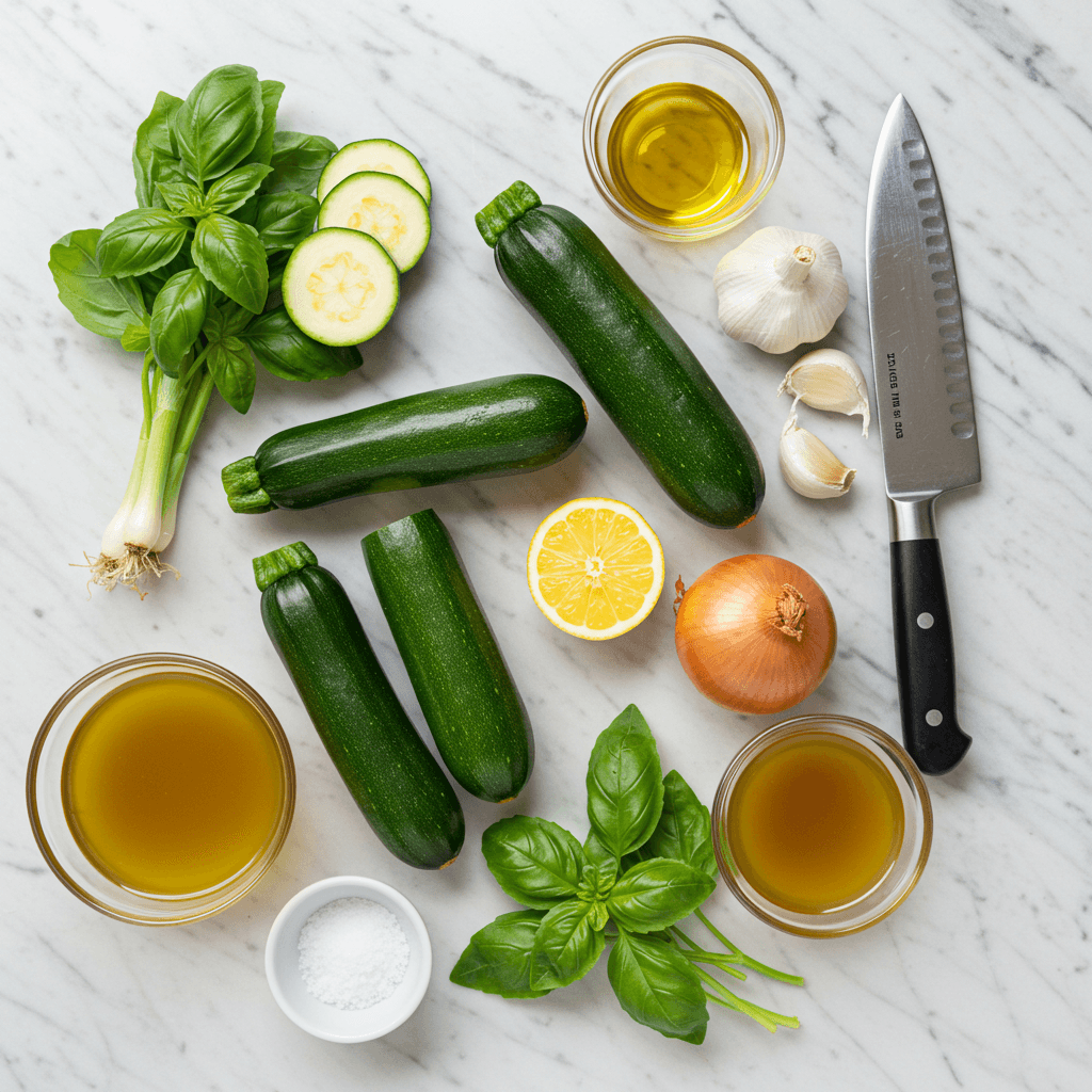 Cold Zucchini Basil Soup: How to Get a Silky Smooth Texture 4 cold zucchini basil soup ingredients