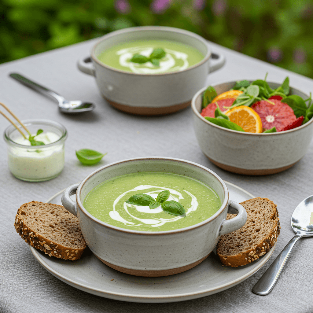 Cold Zucchini Basil Soup: How to Get a Silky Smooth Texture 6 cold zucchini basil soup served