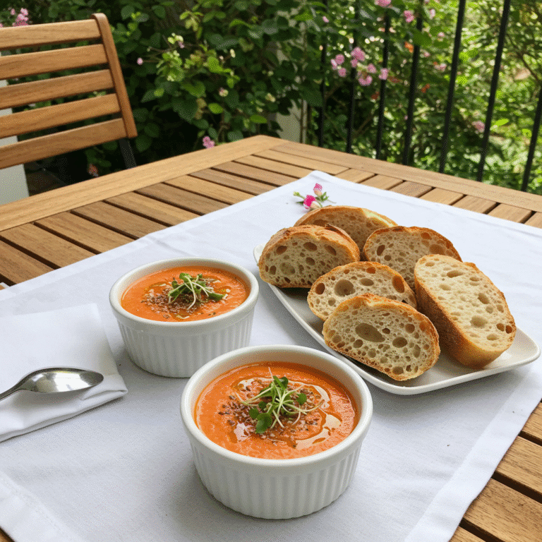 Recipe card for classic gazpacho Spanish cold tomato soup