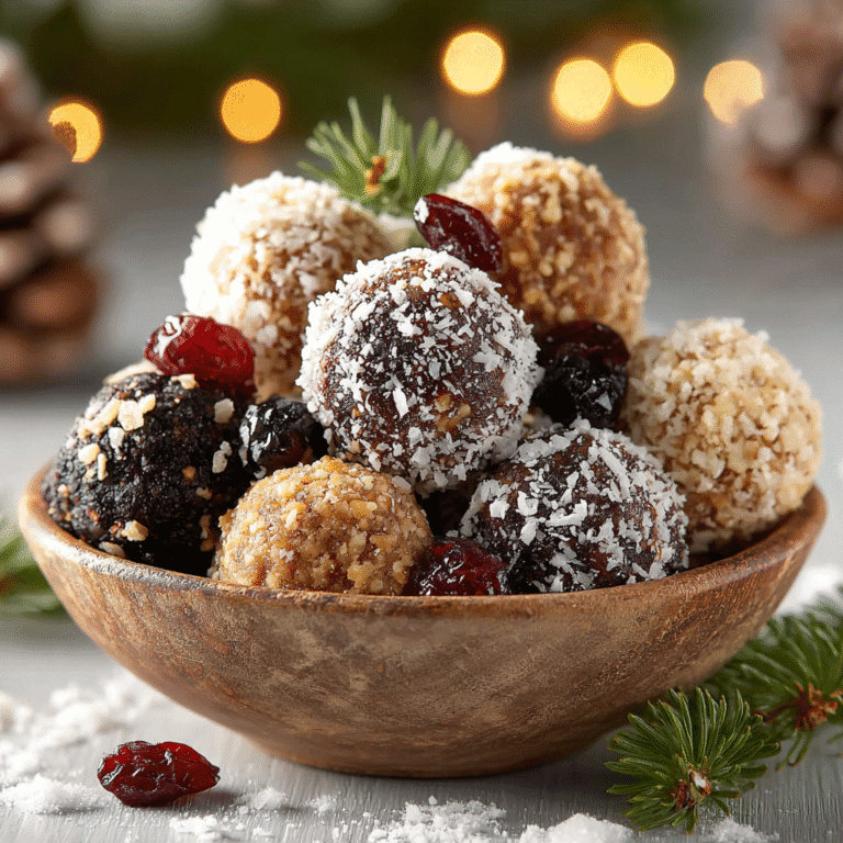 Reindeer-energy-bites on rustic table with winter decor