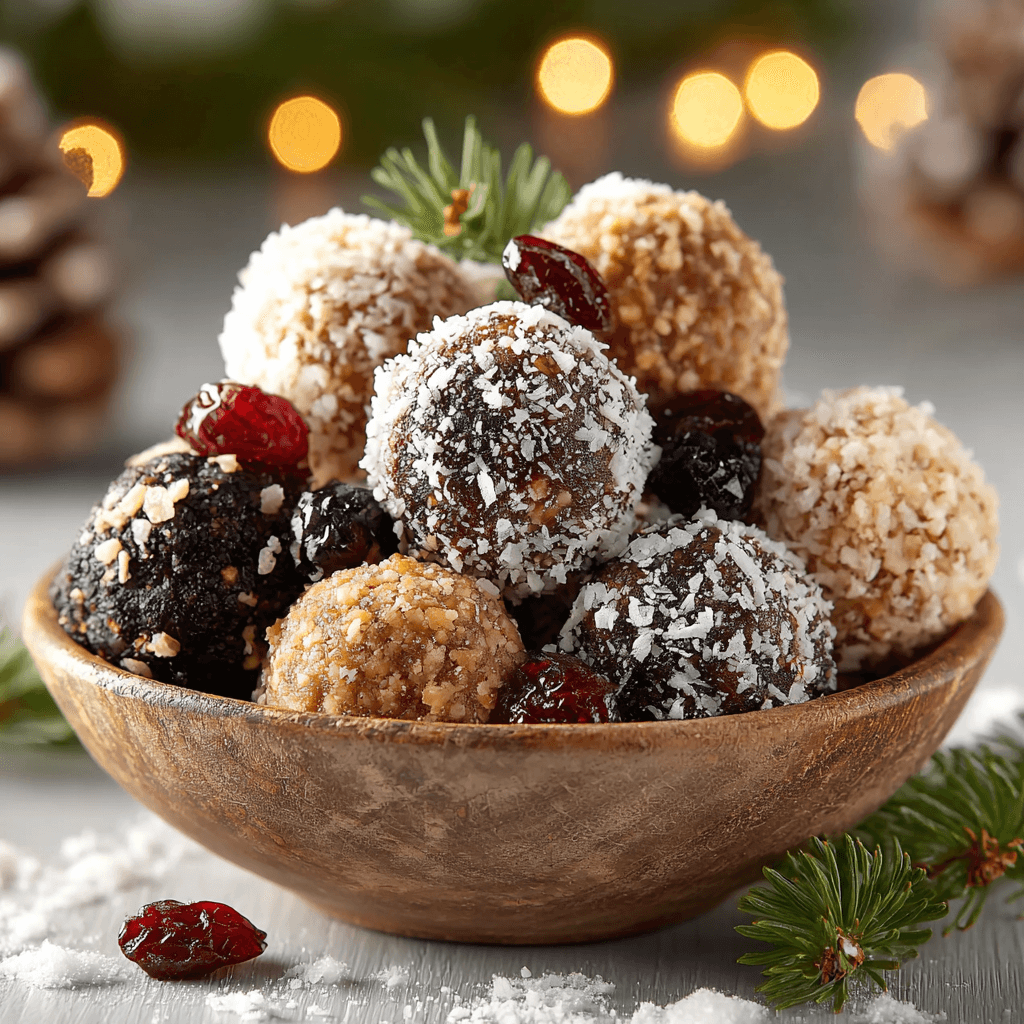 Home 10 Reindeer-energy-bites on rustic table with winter decor