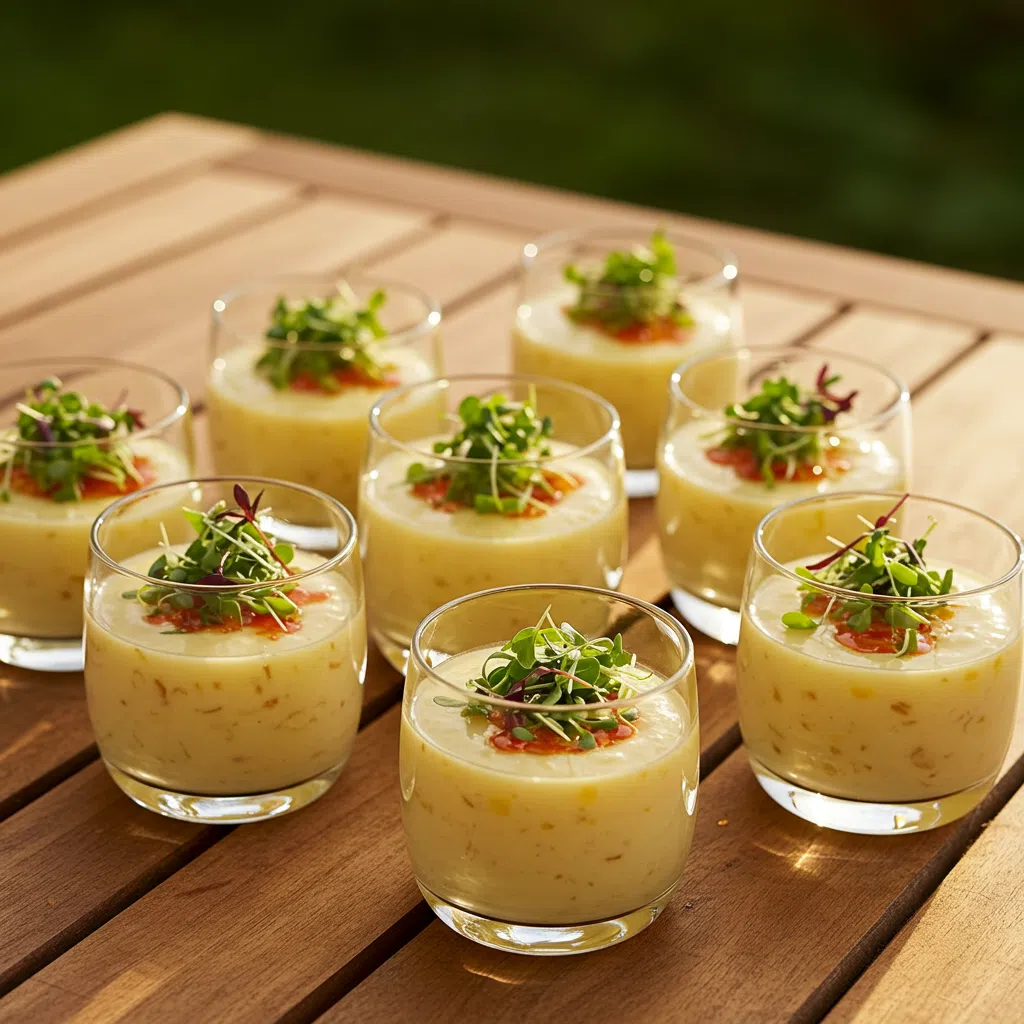 serving chilled corn soup outdoors 1