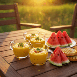 Spicy Mango Soup: Why It’s the Ultimate Summer Surprise 2 Illustrated recipe card for spicy mango soup