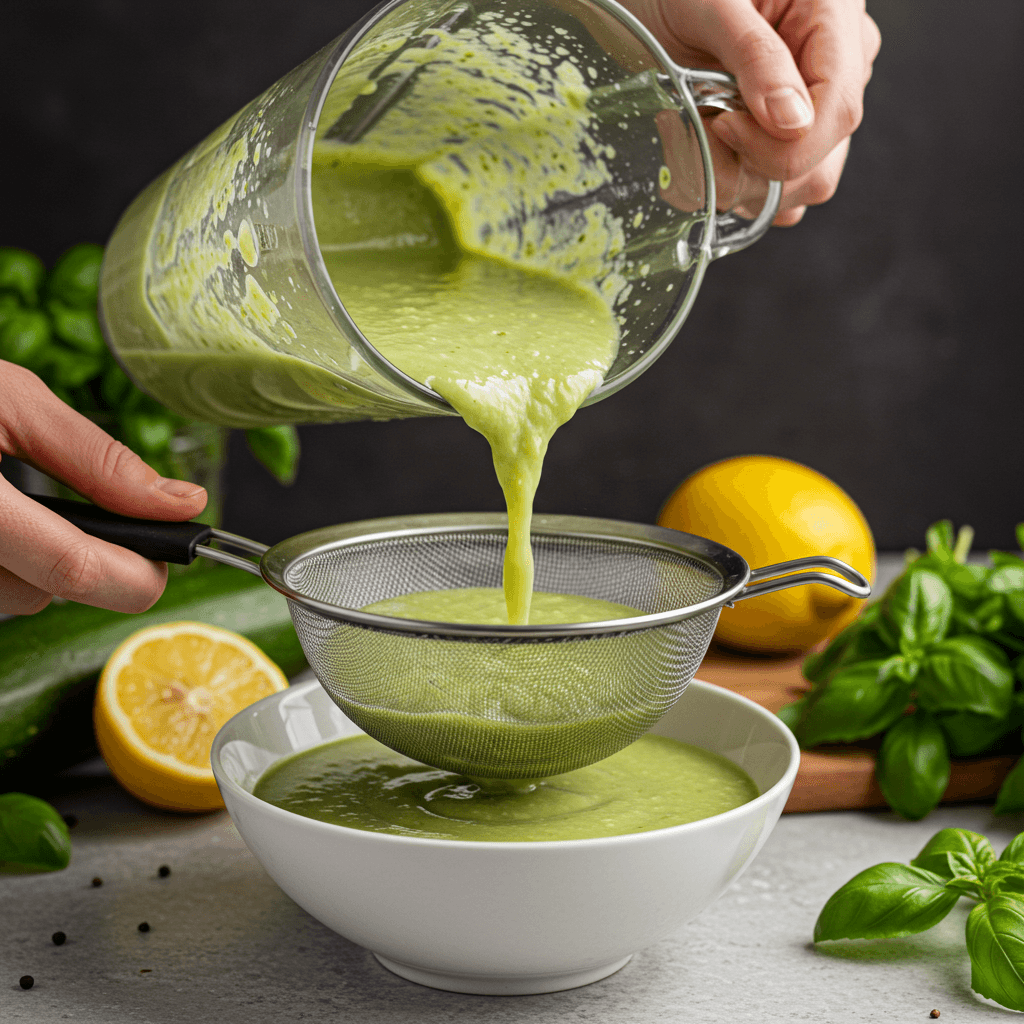 Cold Zucchini Basil Soup: How to Get a Silky Smooth Texture 5 straining cold zucchini basil soup