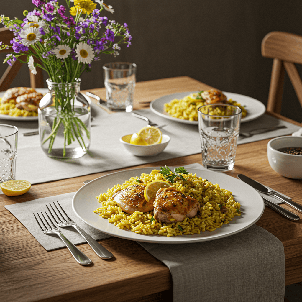 Greek Chicken and Lemon Rice Recipe Card