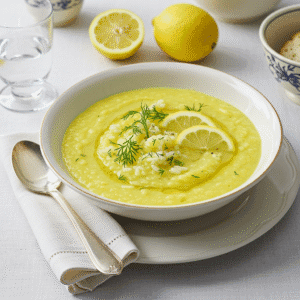 Greek Lemon Rice Soup Recipe Card