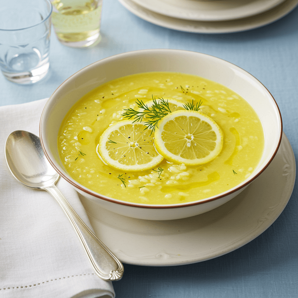 greek lemon rice soup served