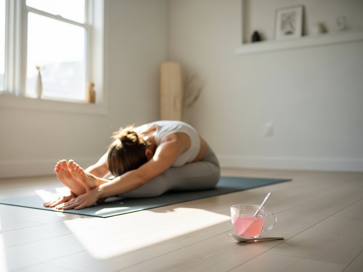 Core exercises and gelatin drink morning routine