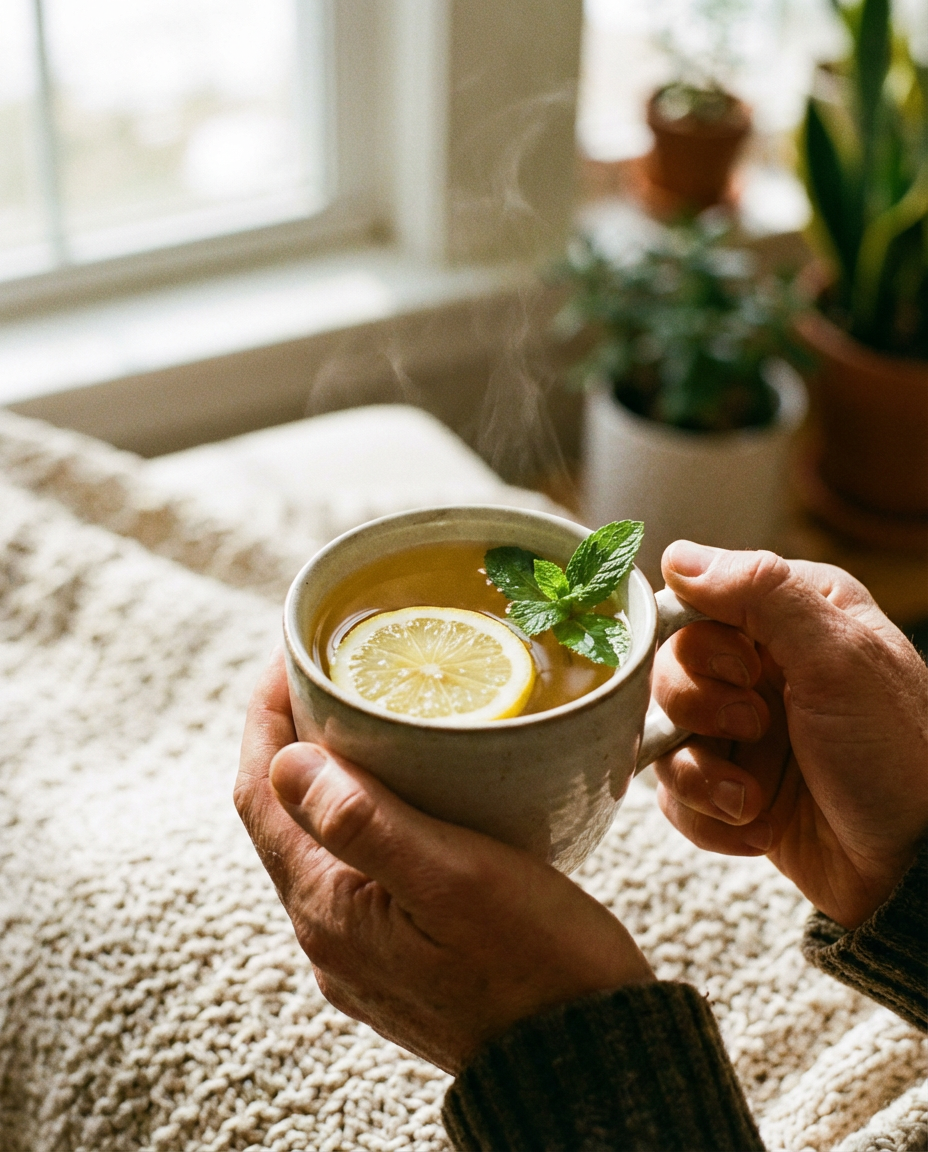 Serving the finished Medicine Ball Starbucks Recipe in a cozy mug