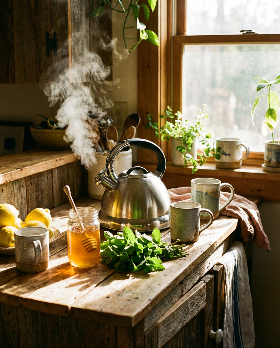 Heating water and lemonade for the Medicine Ball Starbucks Recipe
